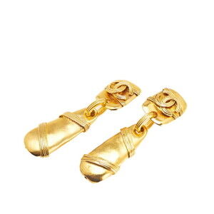 CHANEL Vintage Gold Logo Earrings